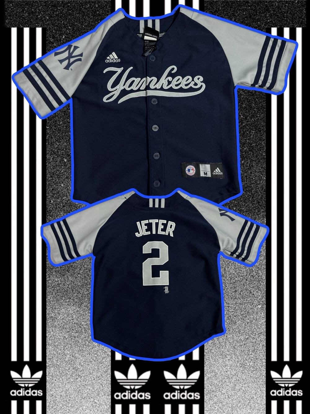 Vintage Adidas New York Yankees Derek Jeter #2 Jersey Youth Size Medium (10-12)